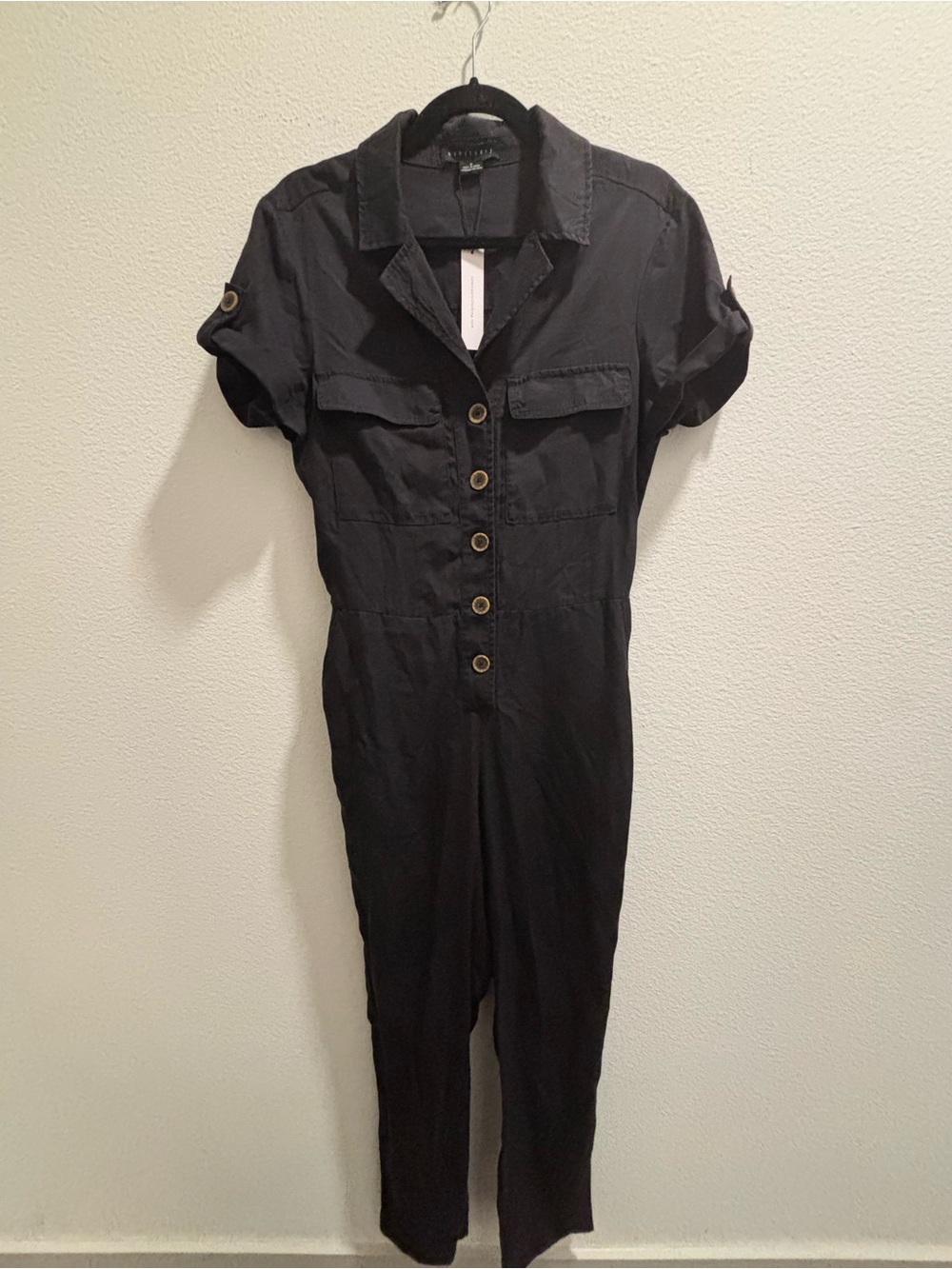 NWT Sanctuary Utility Button-Front Black Jumpsuit, size S
